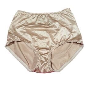Vanity Fair Carmel Shiny Satin Brief Panty #40301 Nylon Blend Granny Large